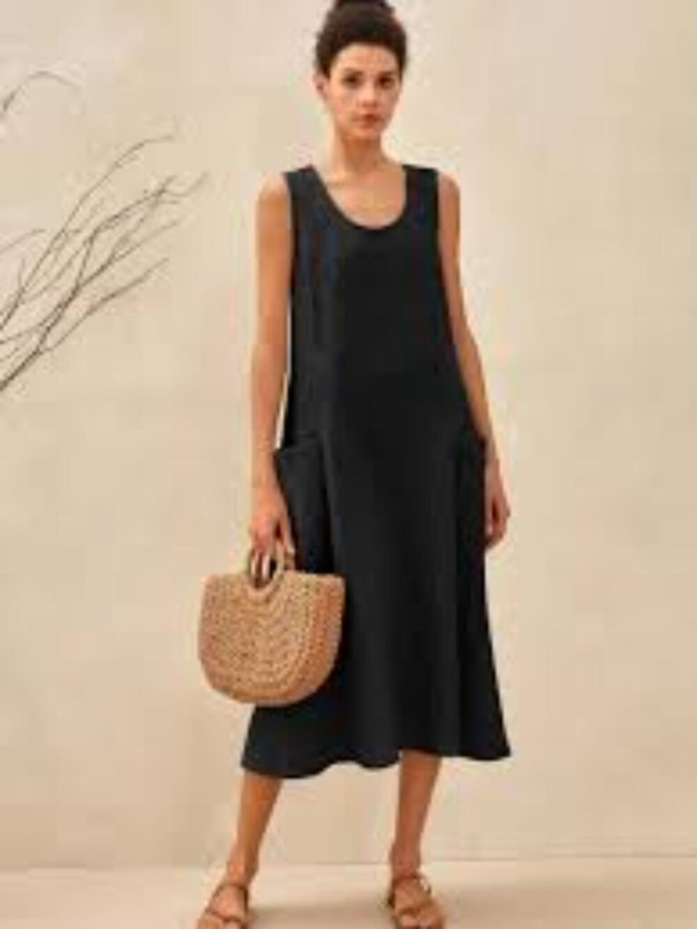 Lintico 100% Linen Swing Beach Tank midi  Dress GIANA size large